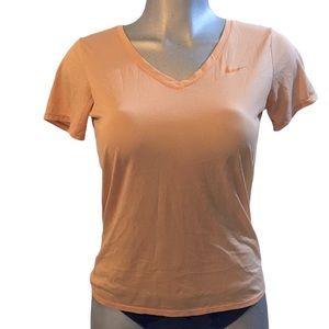 The Nike T Shirt Dri-Fit Orange V Neck Athletic Athleisure Gym Sporty Baby Tee